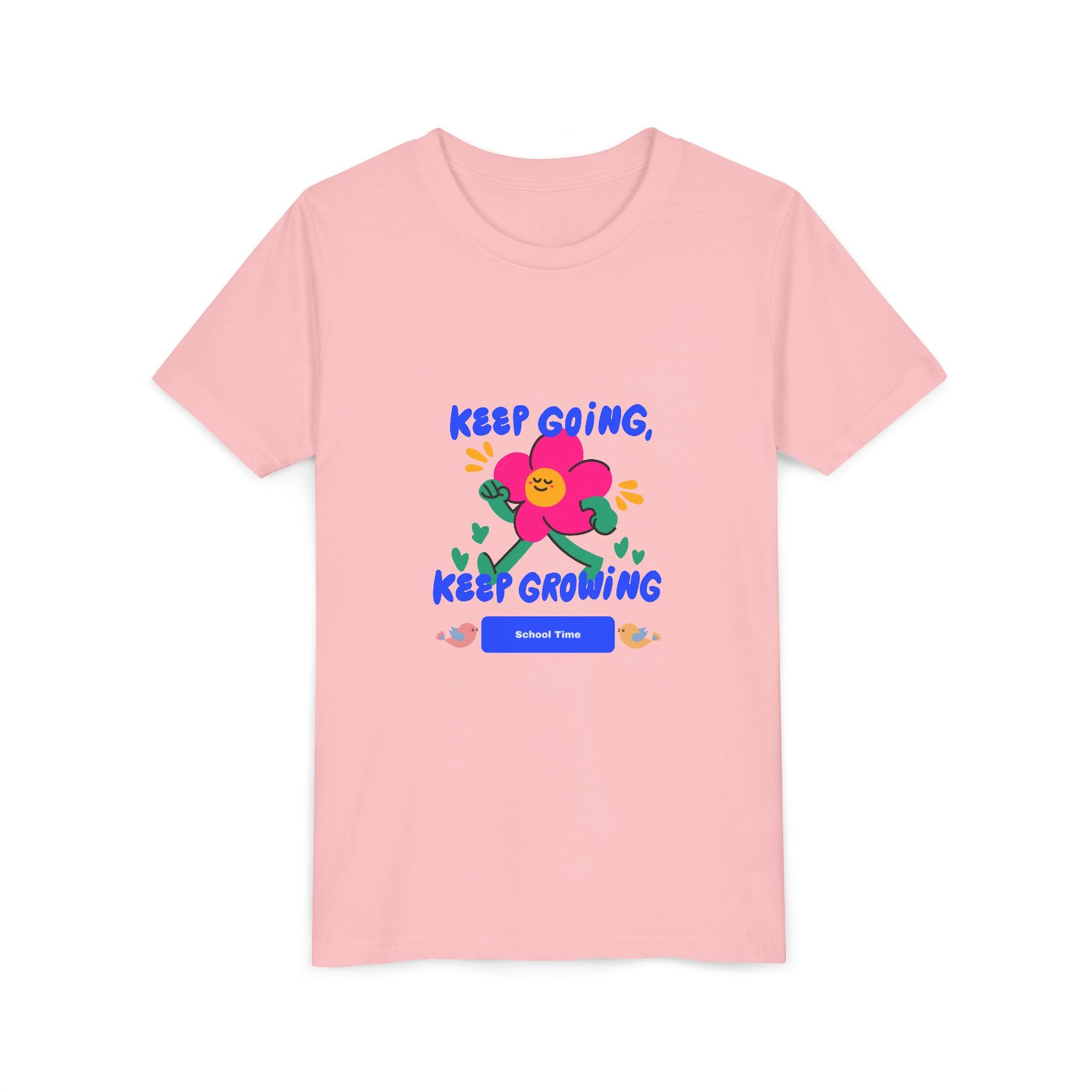 Youth Tee — "Keep Going, Keep Growing" Floral Motivational Shirt