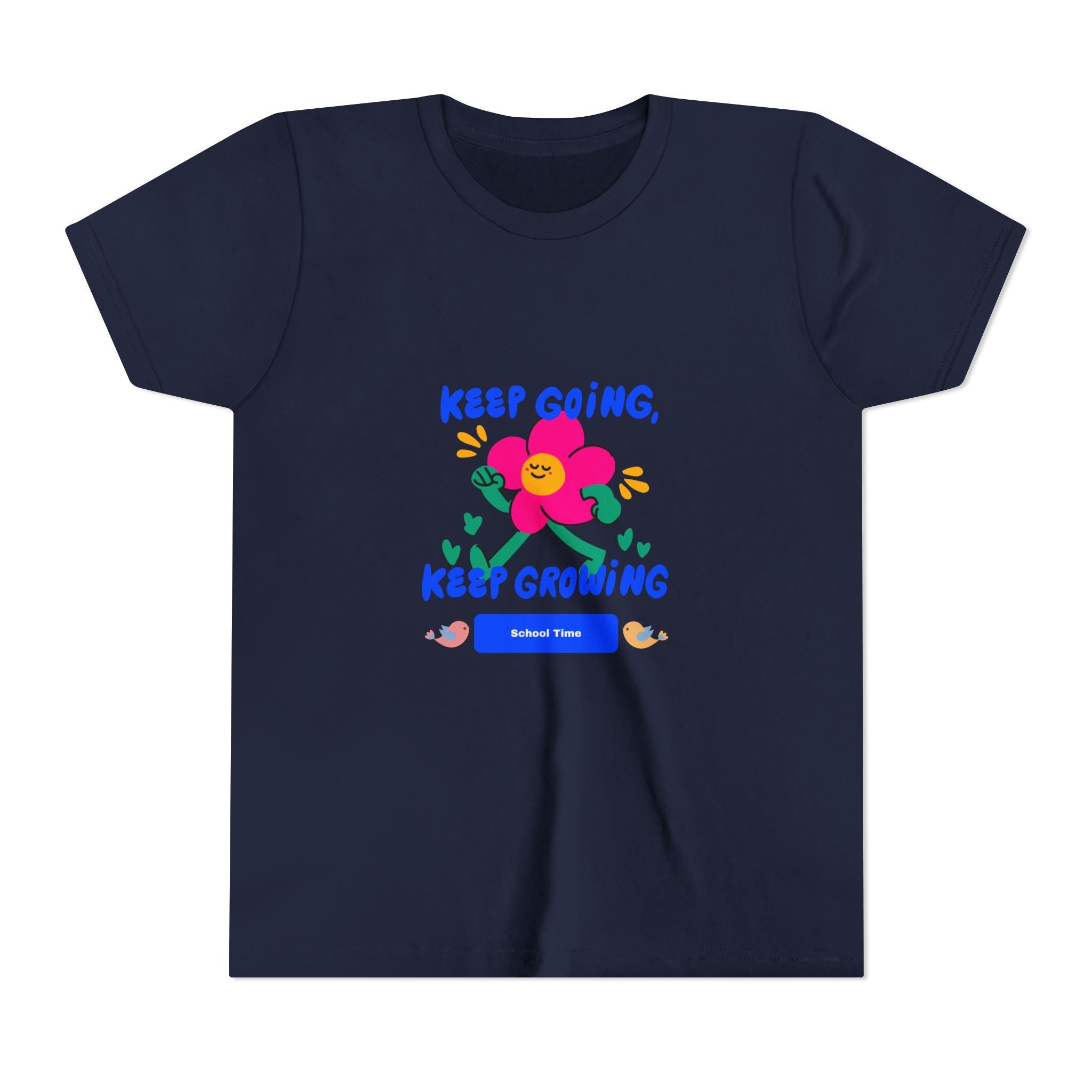 Youth Tee — "Keep Going, Keep Growing" Floral Motivational Shirt