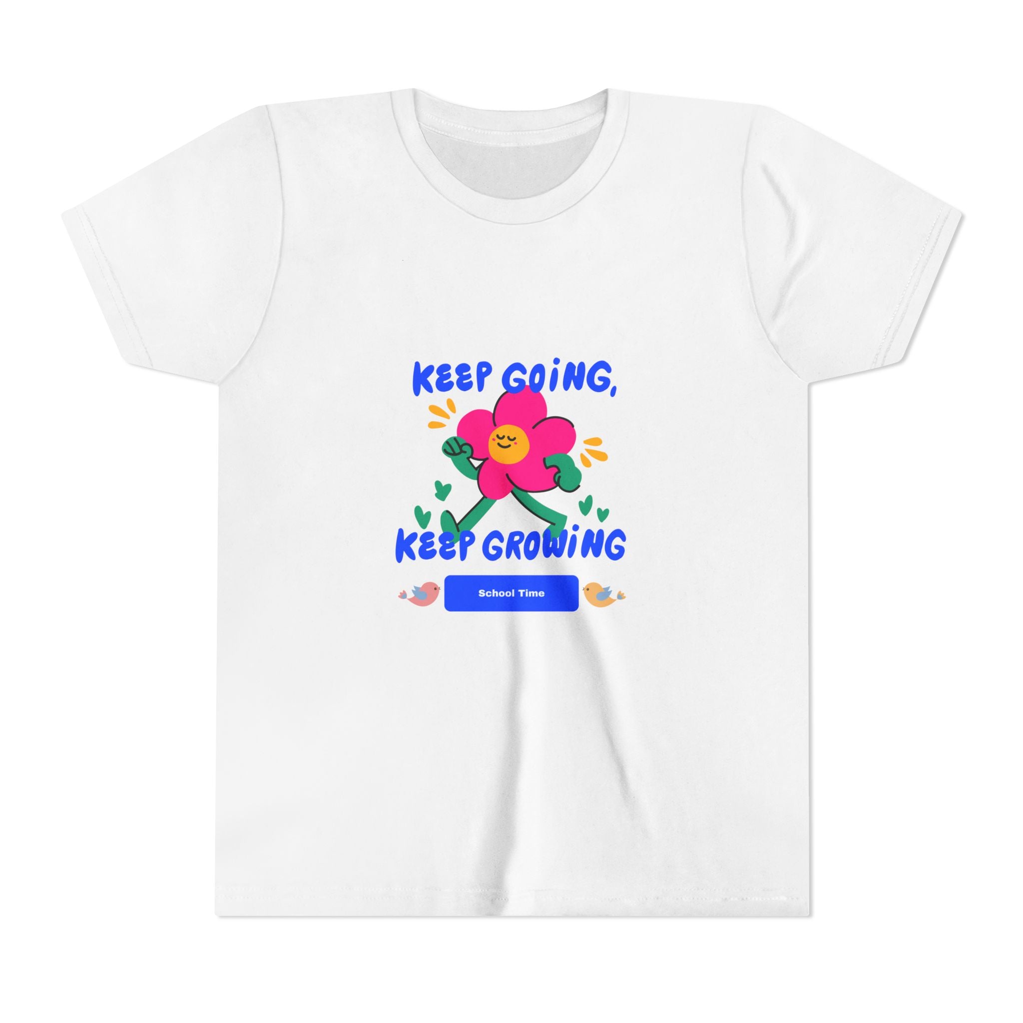 Youth Tee — "Keep Going, Keep Growing" Floral Motivational Shirt