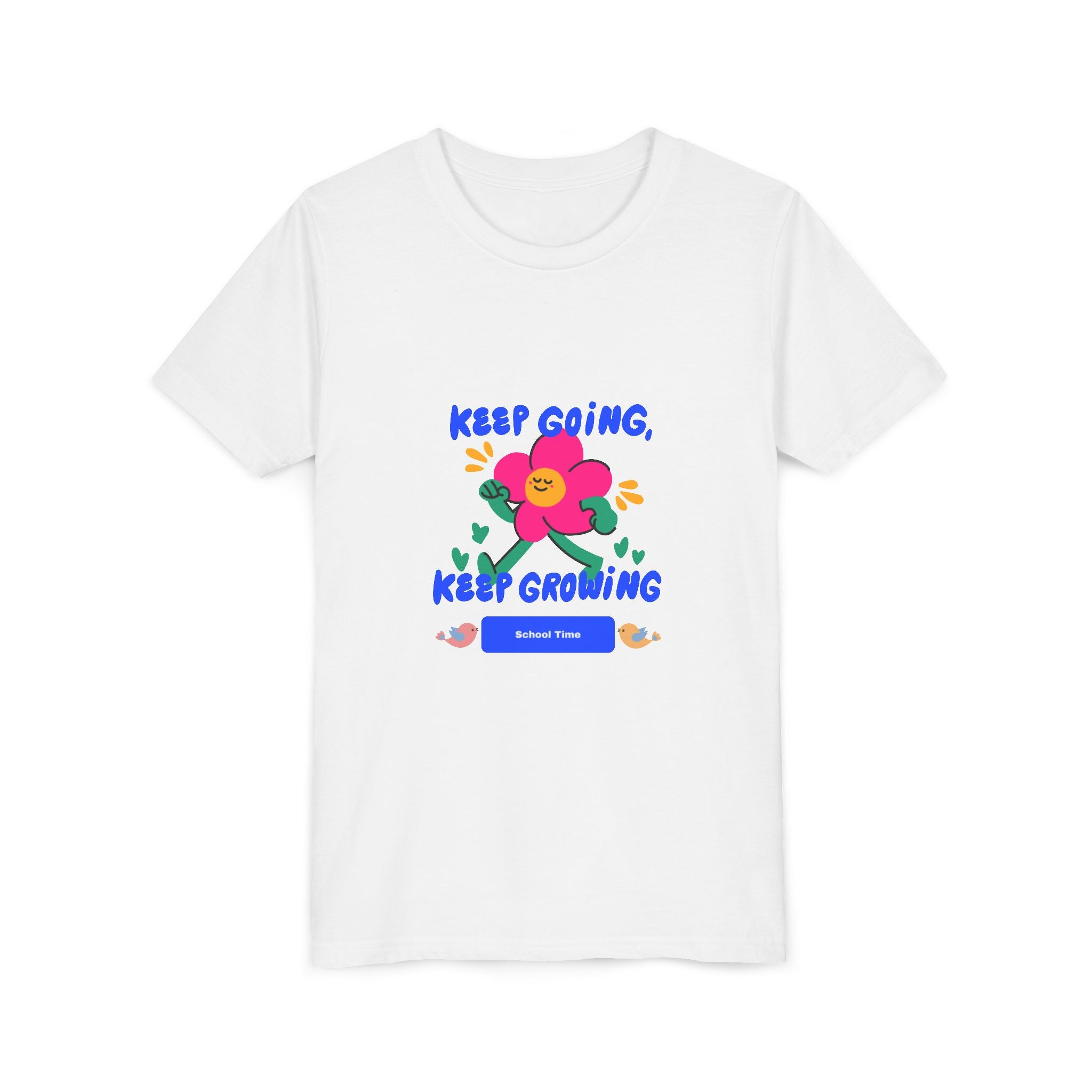 Youth Tee — "Keep Going, Keep Growing" Floral Motivational Shirt