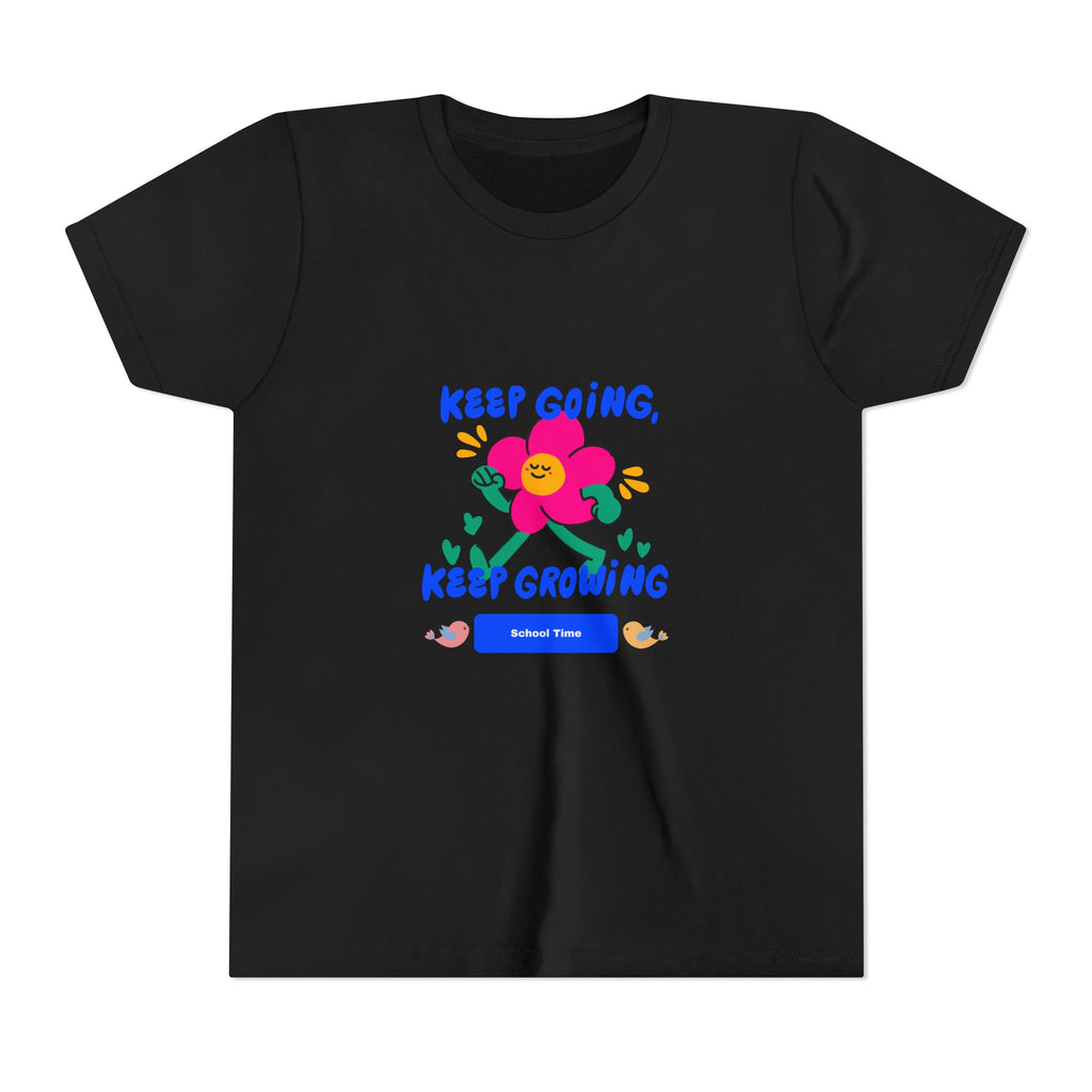 Youth Tee — "Keep Going, Keep Growing" Floral Motivational Shirt