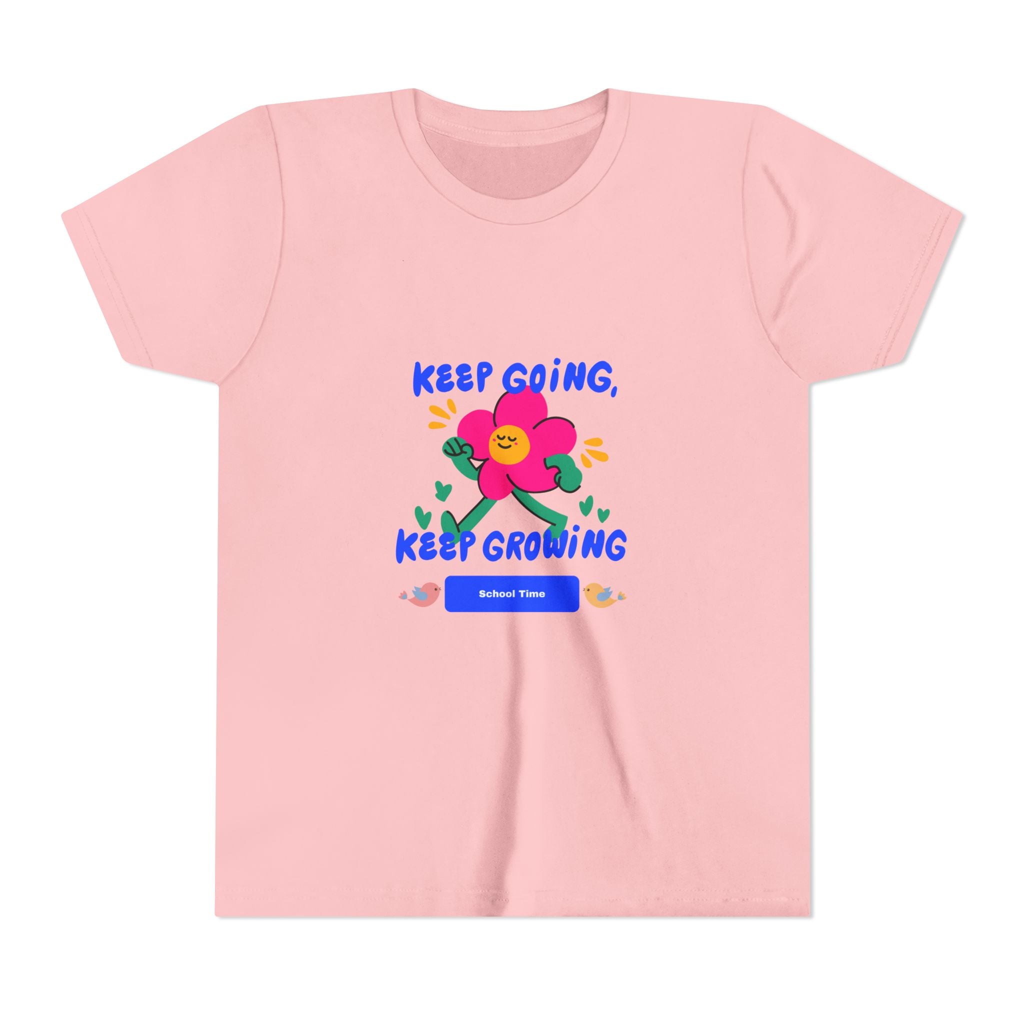 Youth Tee — "Keep Going, Keep Growing" Floral Motivational Shirt