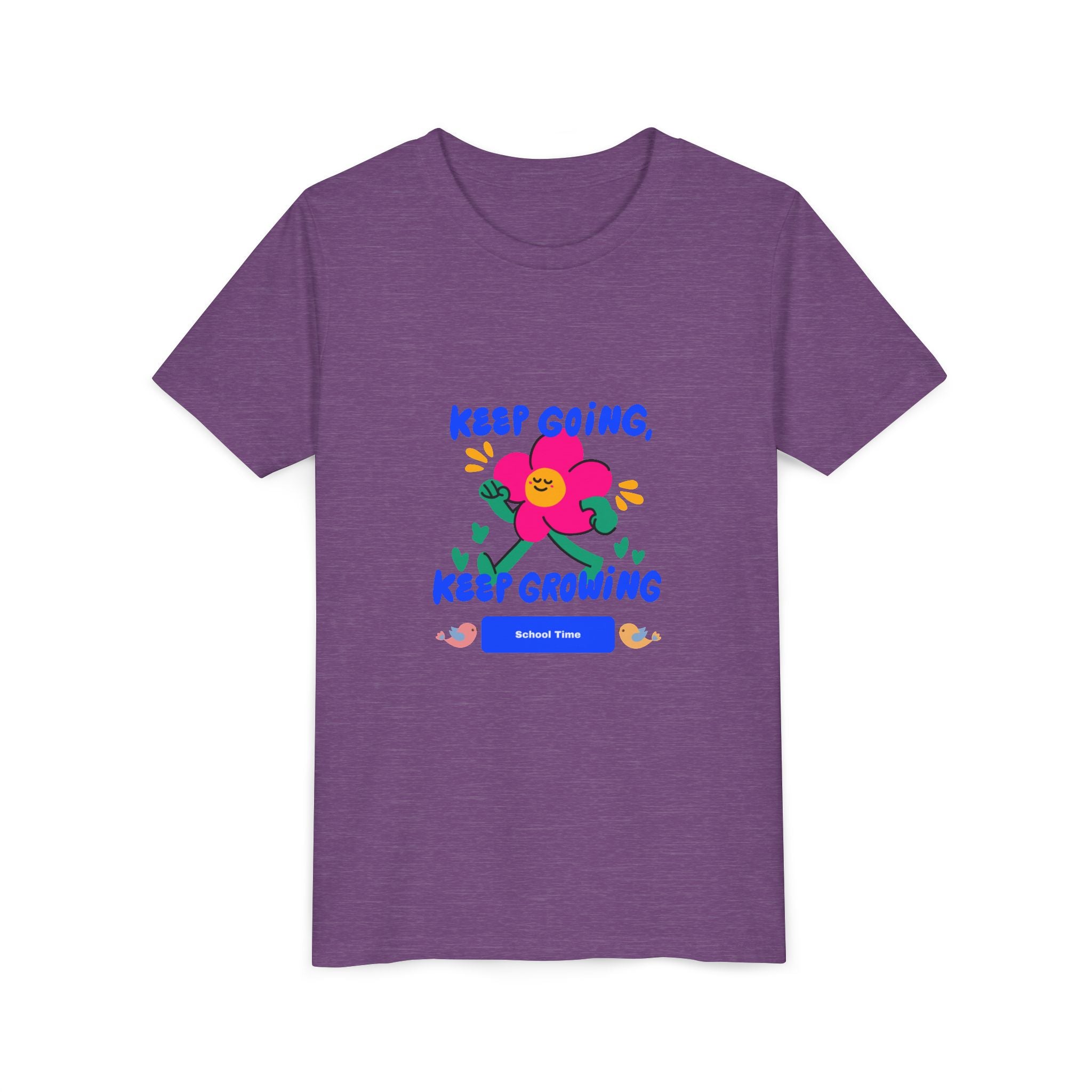 Youth Tee — "Keep Going, Keep Growing" Floral Motivational Shirt