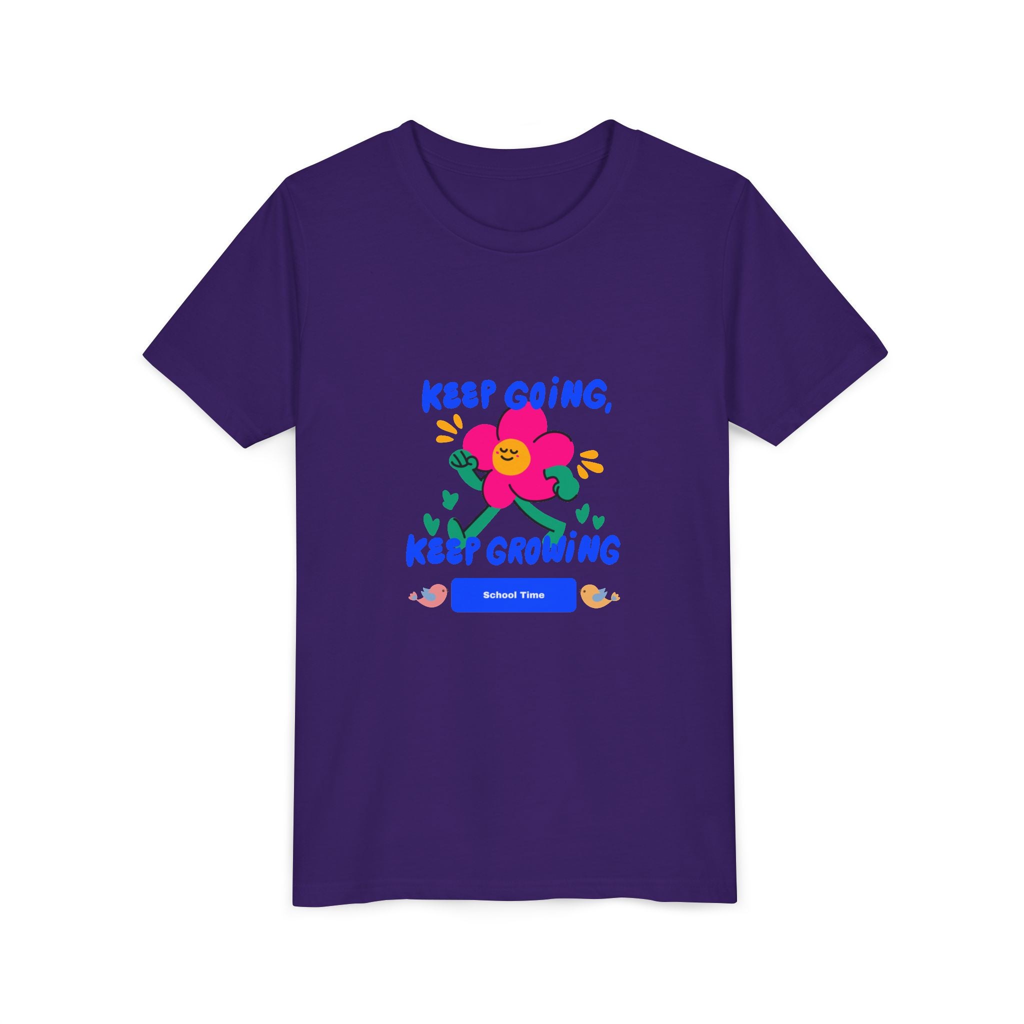 Youth Tee — "Keep Going, Keep Growing" Floral Motivational Shirt
