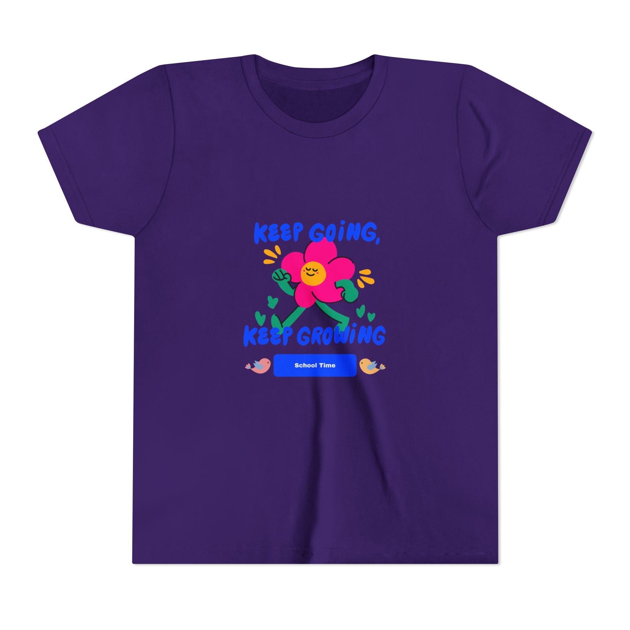 Youth Tee — "Keep Going, Keep Growing" Floral Motivational Shirt