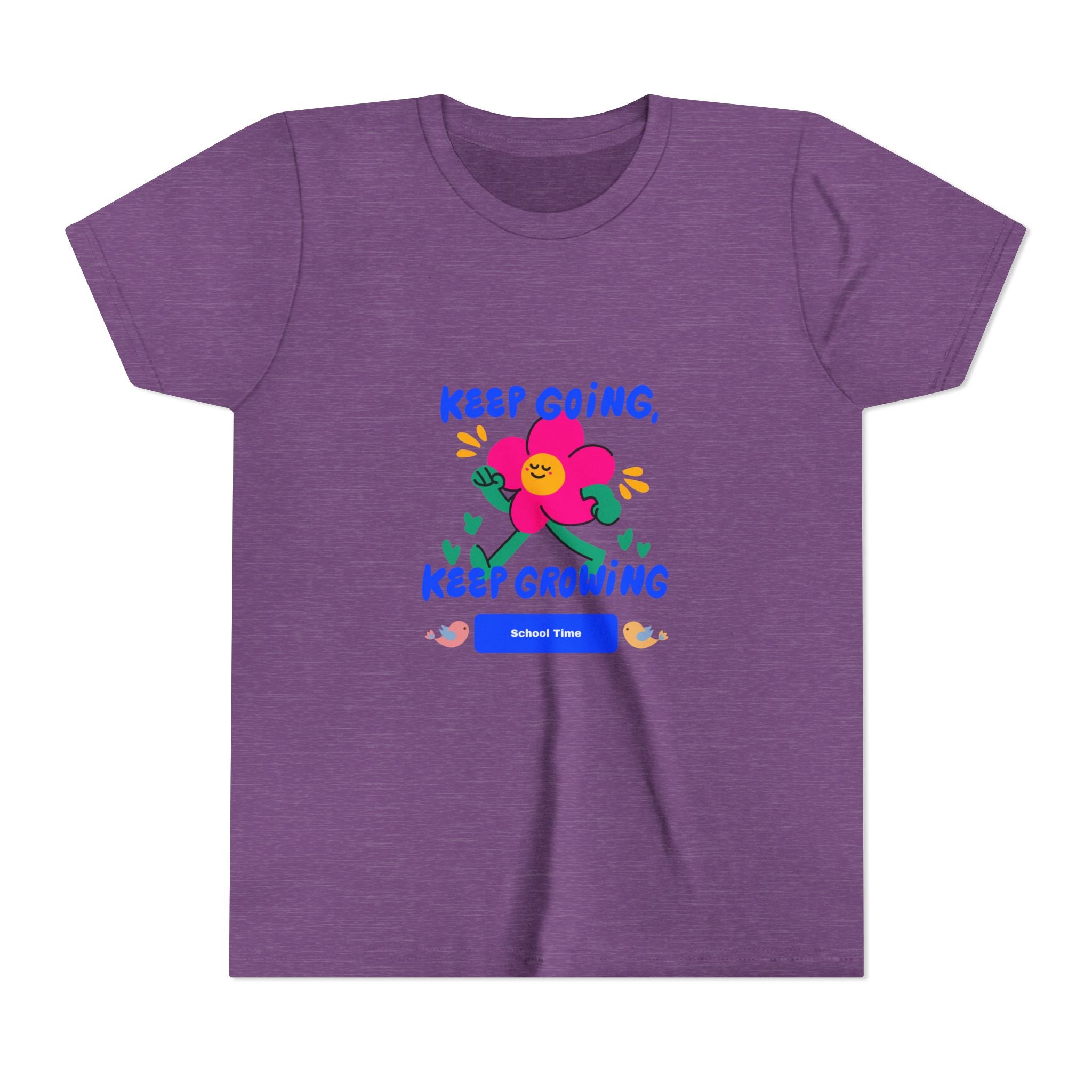 Youth Tee — "Keep Going, Keep Growing" Floral Motivational Shirt