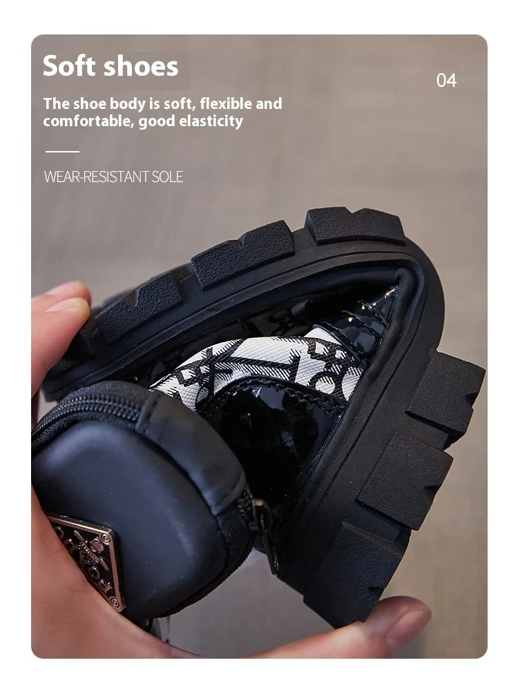 Girls Casual Sports Shoes Children Soft Bottom Non Slip Lightweight Sneakers Big Kids Breathable Comfort PU Leather Flat Shoes