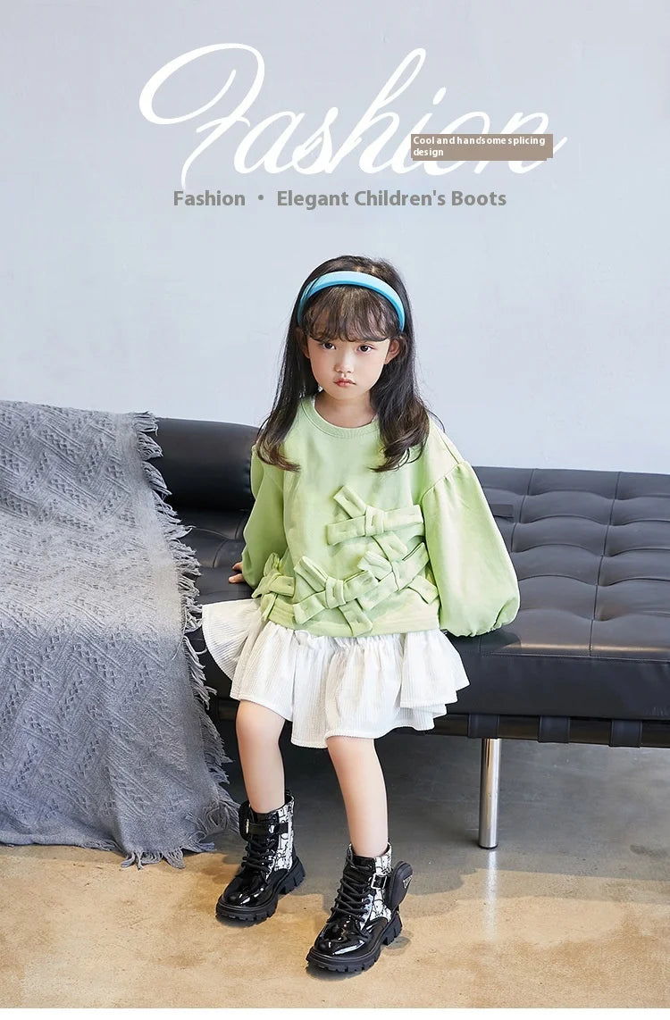 Girls Casual Sports Shoes Children Soft Bottom Non Slip Lightweight Sneakers Big Kids Breathable Comfort PU Leather Flat Shoes