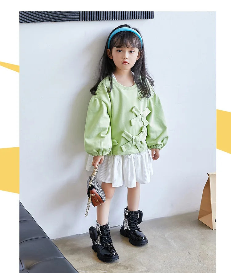 Girls Casual Sports Shoes Children Soft Bottom Non Slip Lightweight Sneakers Big Kids Breathable Comfort PU Leather Flat Shoes