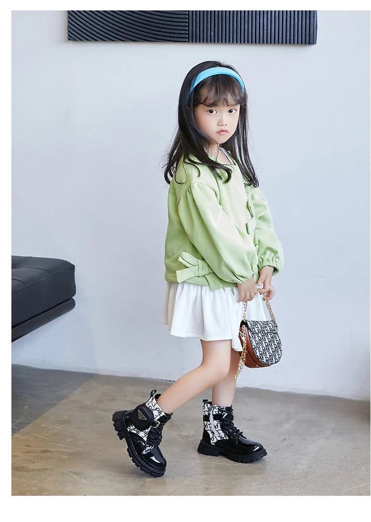 Girls Casual Sports Shoes Children Soft Bottom Non Slip Lightweight Sneakers Big Kids Breathable Comfort PU Leather Flat Shoes